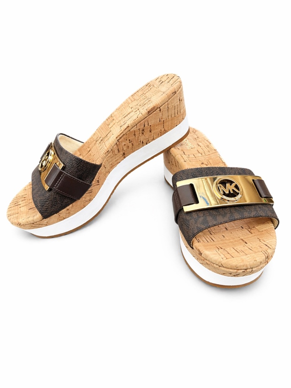 New Michael Kors Cork Wedge Sandals Brown Size 6.5